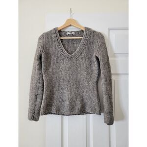Jilsander Grey Chunky Knit V Neck Sweater M (40)